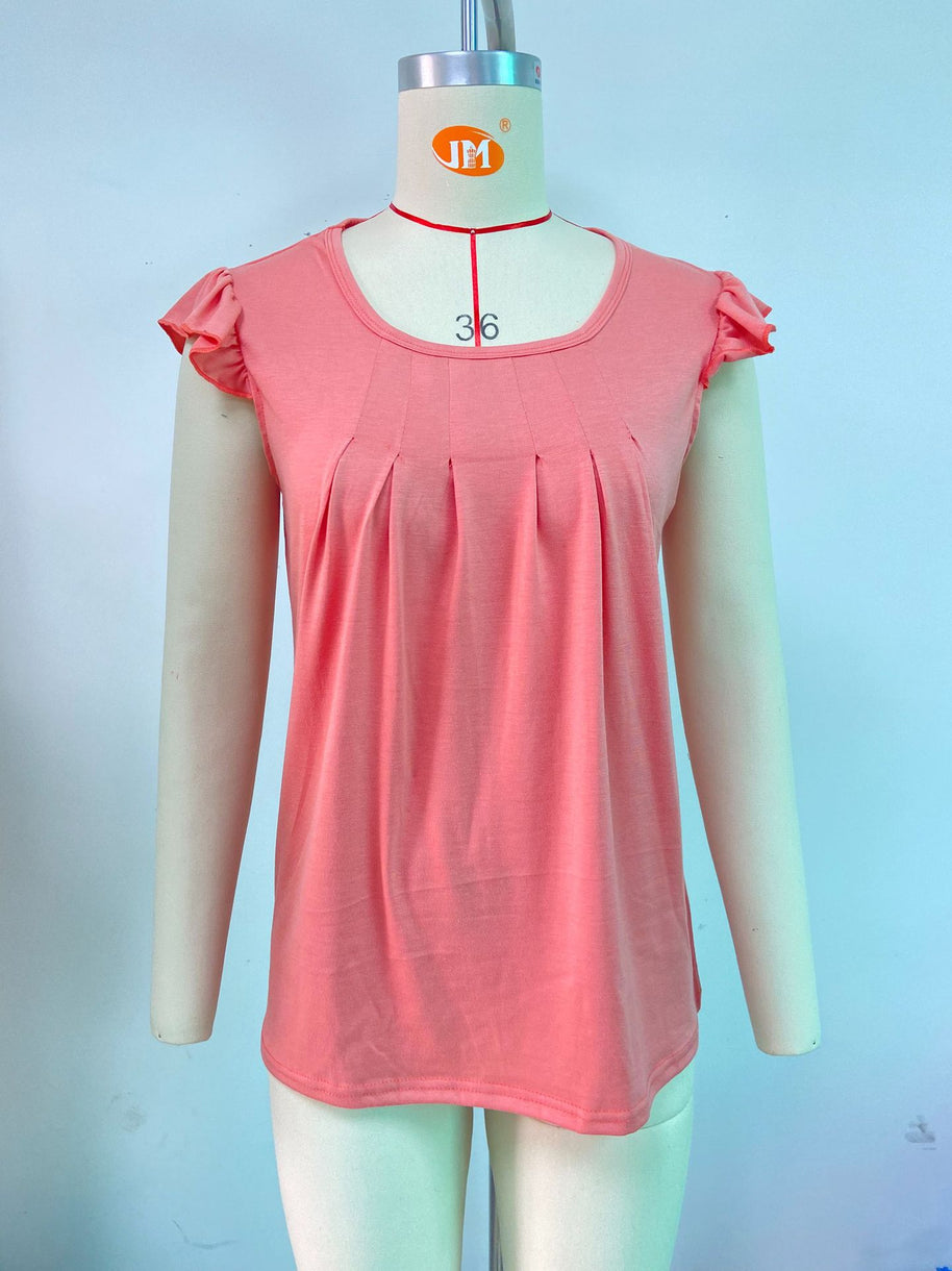 Damen ärmelloses Blusenshirt mit dekorativen Rüschendetails WW