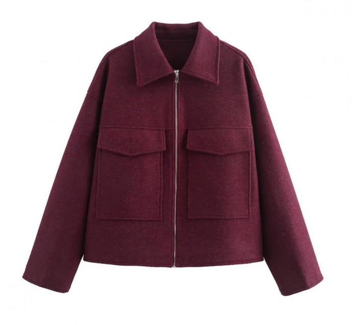 Damen hochschneiderte Jacke mit praktischen Pattentaschen und weichem Wollmix W&W Mode