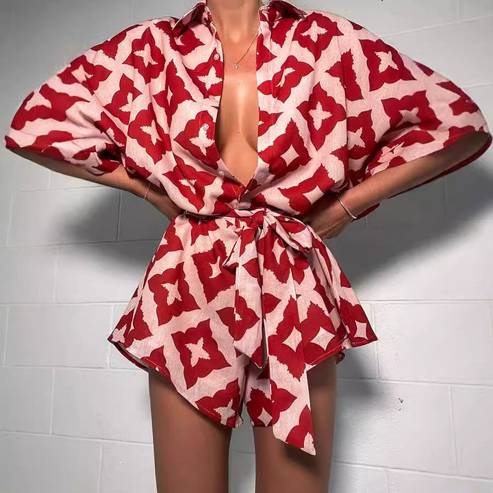 Damen Leichter, luftiger Kaftan mit Bindegürtel W&W Mode