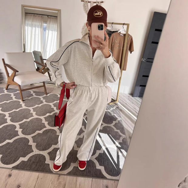 Damen Sportlicher Trend-Hoodie und Jogger Set WW