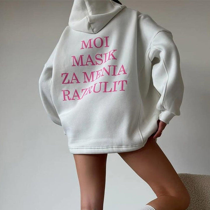 Damen Urbaner Kapuzenpullover mit verspieltem Schriftzug W&W Mode