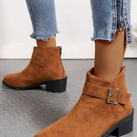 Damen Stiefeletten mit modischem Schnallen-Detail und komfortablem Blockabsatz WW