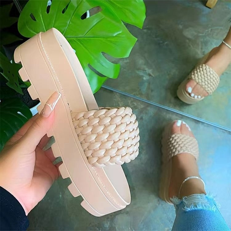Damen Clogs mit geflochtenem Riemendesign und rutschfester Sohle WW
