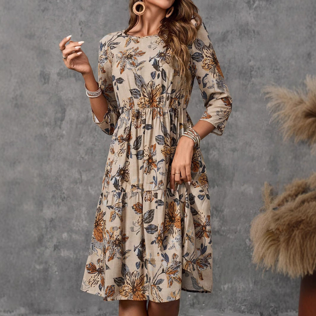 Damen Midikleid mit lockerem Schnitt und floralen Mustern W&W Mode
