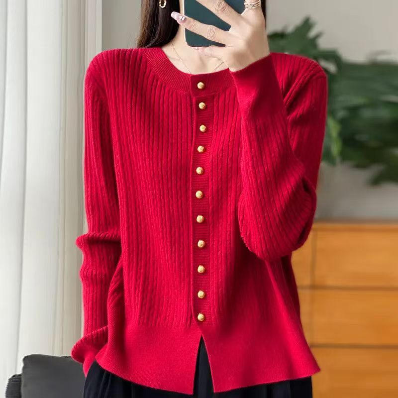 Damen Strickjacke mit goldenen Knöpfen WW