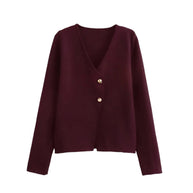 Damen angenehm weicher Strickpullover mit elegantem V-Ausschnitt und maritimen Knopfdetails WW