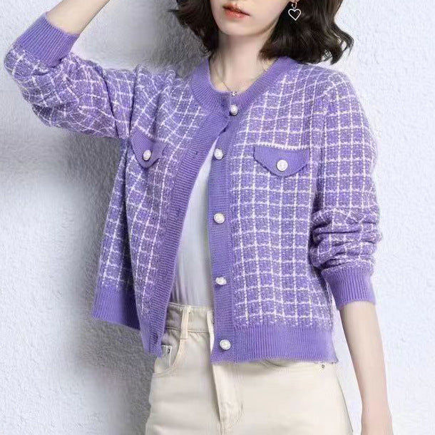 Damen Strickjacke mit strukturiertem Design und Perlknöpfen WW