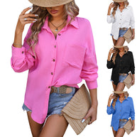 Damen Langarmhemd mit Knopfdetails und Taschen WW