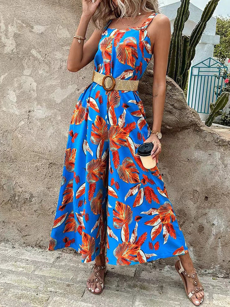 Damen Jumpsuit mit festlichem Blätterdesign W&W Mode