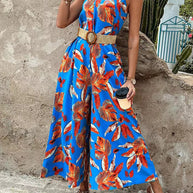 Damen Jumpsuit mit festlichem Blätterdesign WW