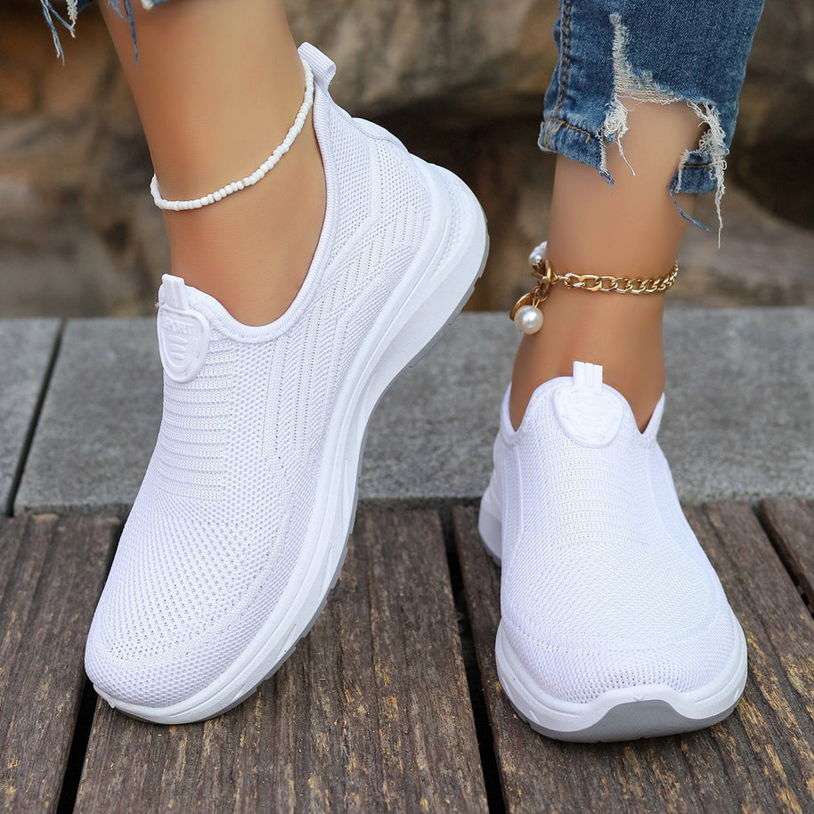 Damen Leichte Slip-On Sport Sneakers mit atmungsaktivem Strickobermaterial WW