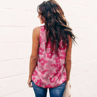 Damen ärmelloses Blusenshirt mit modischem Floralprint und lockerer Passform WW
