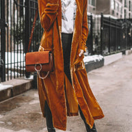 Damen Schicke lange Veloursjacke mit offenem Schnitt WW