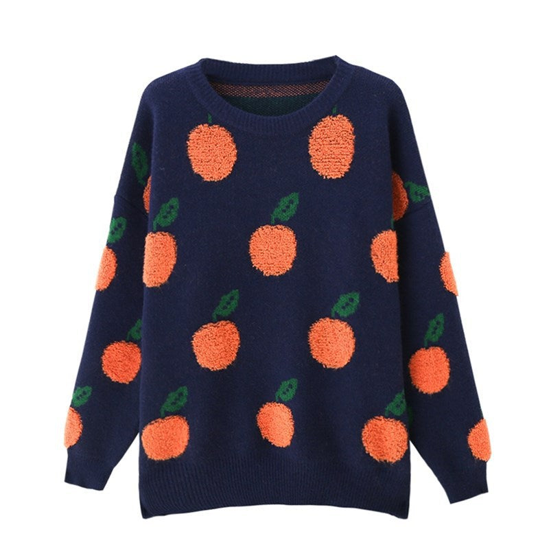 Damen Strickpullover mit verspieltem Obstdesign WW
