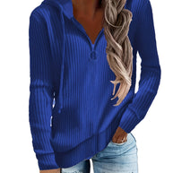 Damen Kapuzenpullover im eleganten Rippdesign mit praktischem Reißverschluss WW