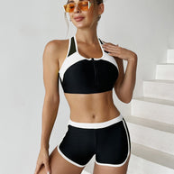 Damen Sportliches Bikini-Set mit hochfunktionalem Oberteil und Shorts WW