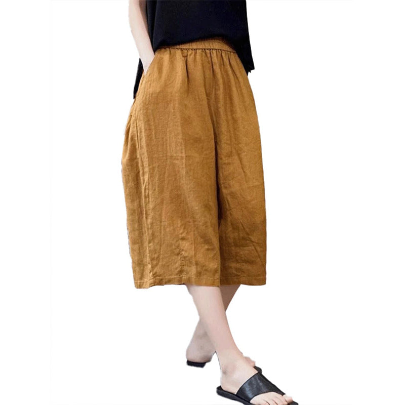 Damen Relaxed Fit Leinen Culotte Shorts WW