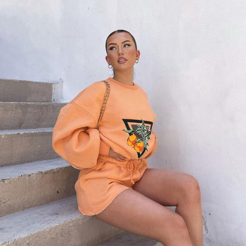 Damen sportliches Set mit kreativem Frucht-Design WW