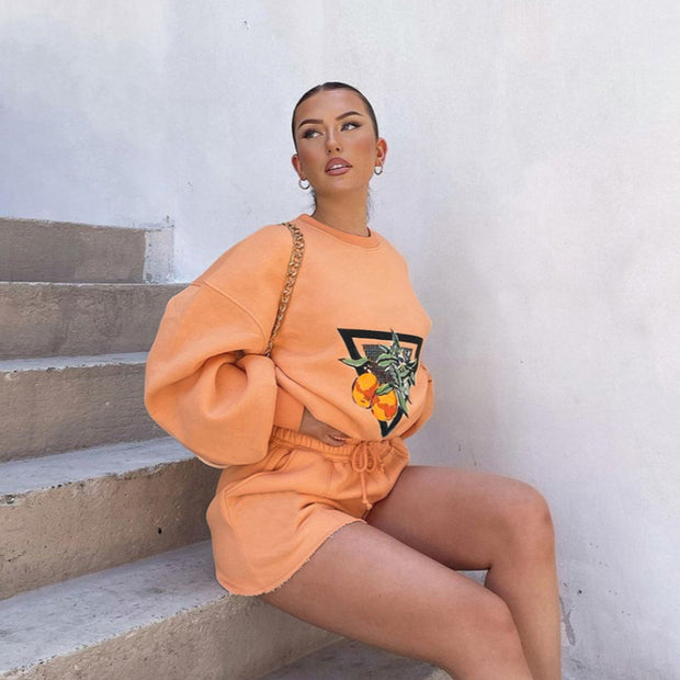 Damen sportliches Set mit kreativem Frucht-Design WW