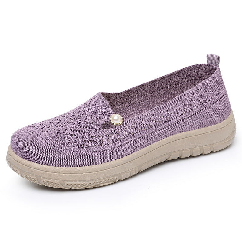 Damen Atmungsaktive Slip-On Hausschuhe mit elegantem Strickdesign und komfortablem Fußbett WW