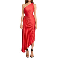 WW | One Shoulder Plissee Midi Kleid