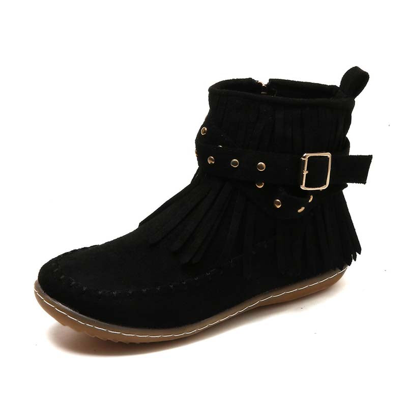 W&W Mode | Boho Stiefelette Mit Fransen Und Schnallen Für Damen