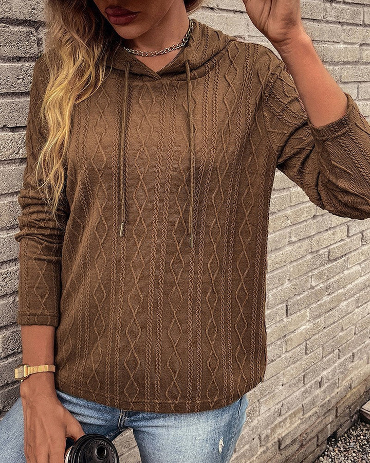 W&W Mode Schnürung langärmliger Jacquard Kapuzenpullover
