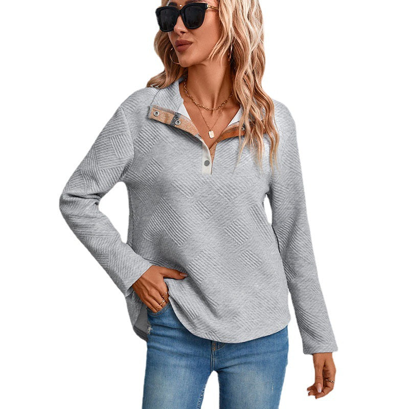 Damen Freizeitpullover mit modischem Steppdesign und praktischen Knopfdetails W&W Mode