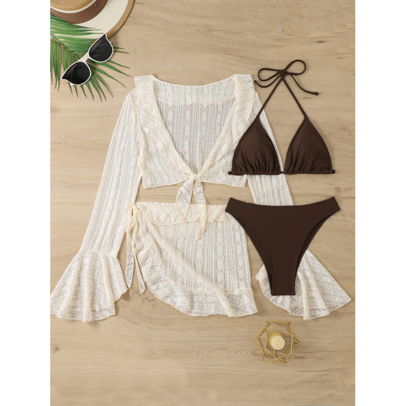 Damen Badeanzug-Set mit Spitzenoberteil und Rüschen von WW