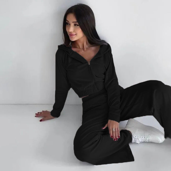 Damen Sportliches Fleece-Set mit Kapuze WW