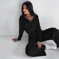 Damen Sportliches Fleece-Set mit Kapuze WW
