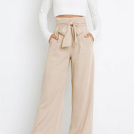 Damen elegante weite Stoffhose mit Taillengürtel WW