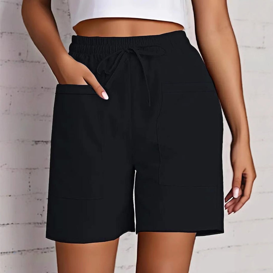 Damen entspannte Shorts mit breitem Gummibund und praktischen Taschen WW