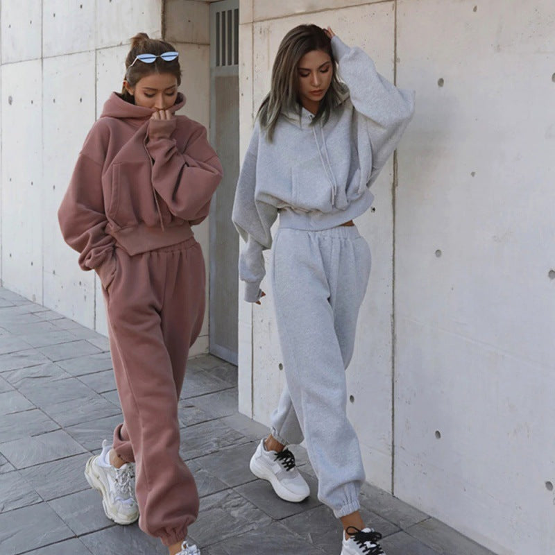 Damen Hoodie und Jogginghose-Set mit lässigem Schnitt und elastischem Bund WW