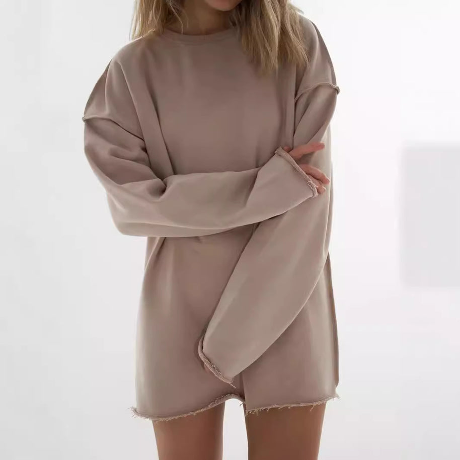Damen lässiger Oversized Pullover aus weichem Baumwollmix WW