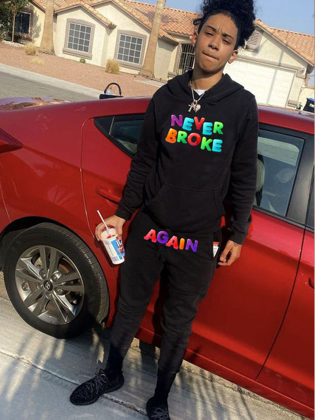 Damen Sportliches Hoodie- und Jogginghose-Set mit kreativer Schriftgestaltung WW