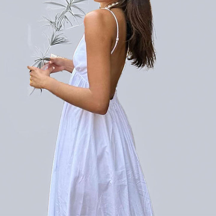 Damen Maxikleid mit tiefem Rücken und schwingendem Saum W&W Mode