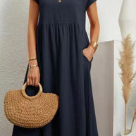 Damen Midikleid mit lässigem Schnitt und seitlichen Taschen WW