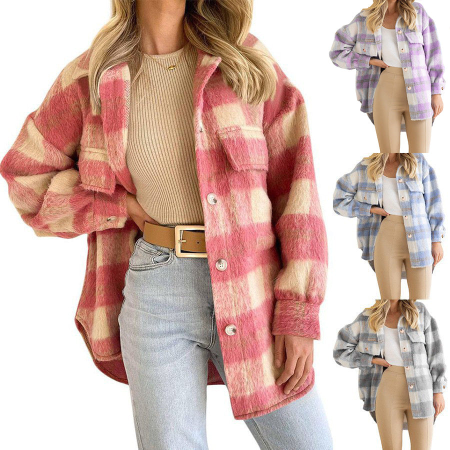 Damen Karierte Flanelljacke mit oversized Schnitt WW