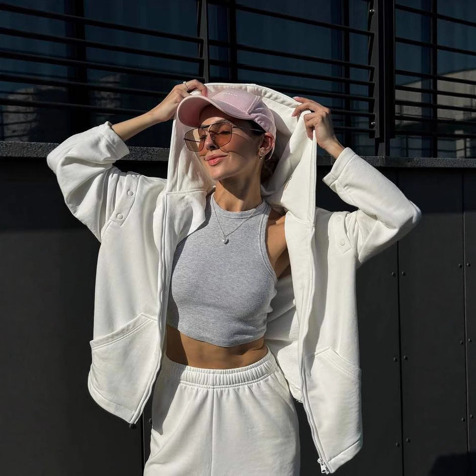 Damen Sportlicher Hoodie und weite Loungehose Set WW