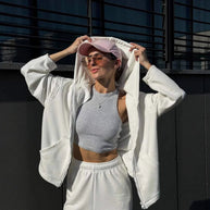 Damen Sportlicher Hoodie und weite Loungehose Set WW