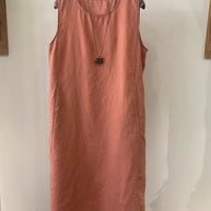 Damen Ärmelloses Leinen Shift Kleid WW
