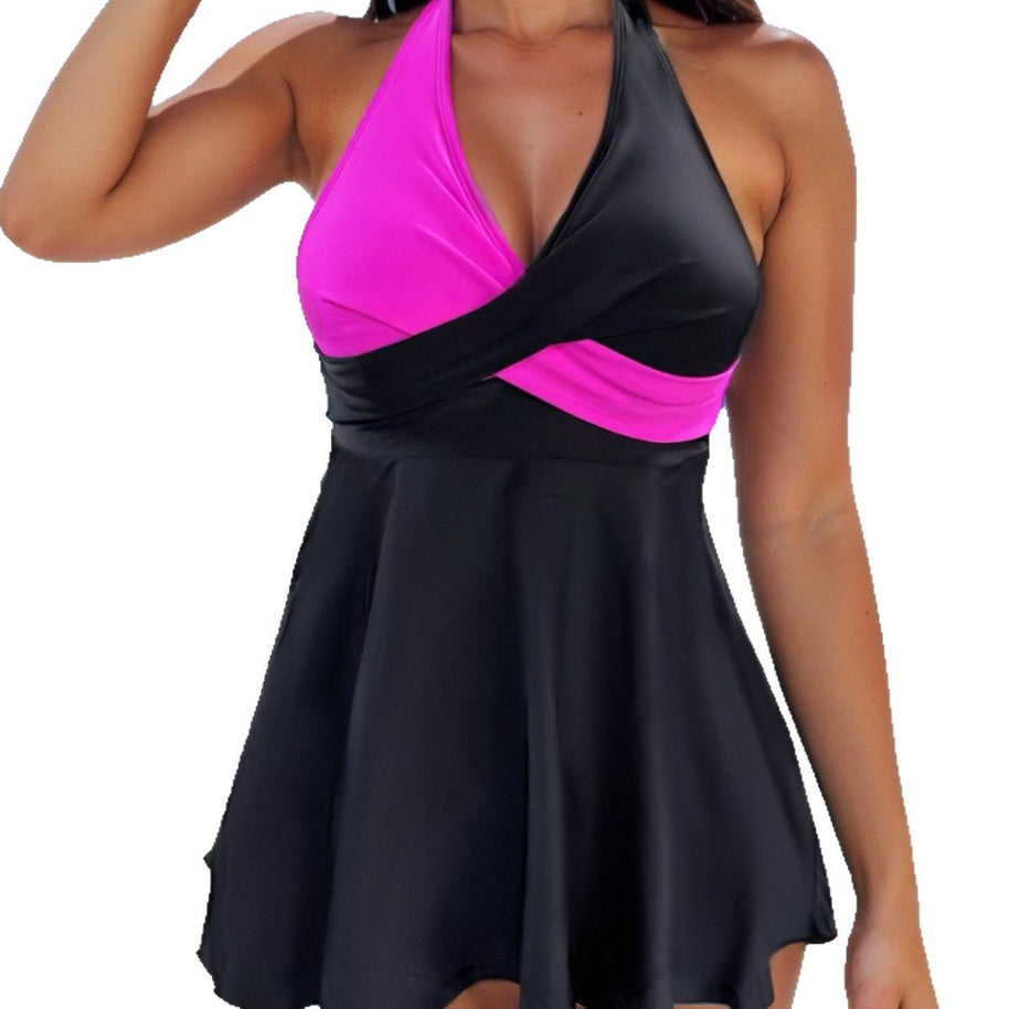 Damen Badekleid mit modischem Wickeldesign und figurformender Silhouette WW