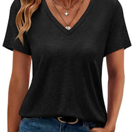 Damen V-Ausschnitt T-Shirt aus weichem Single Jersey WW