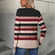 Damen Strickpullover mit strukturiertem Muster und eleganten Farbblockdetails WW