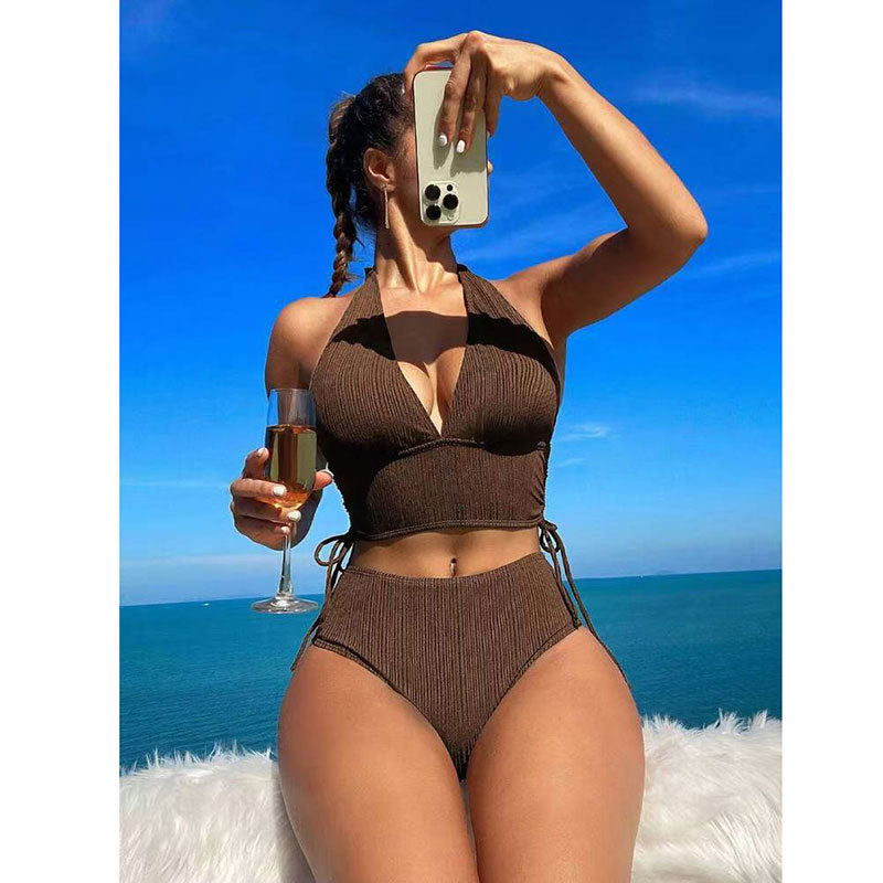 Damen Bikini-Set mit raffinierten Bindebändern und hohem Bund WW