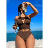 Damen Bikini-Set mit raffinierten Bindebändern und hohem Bund WW