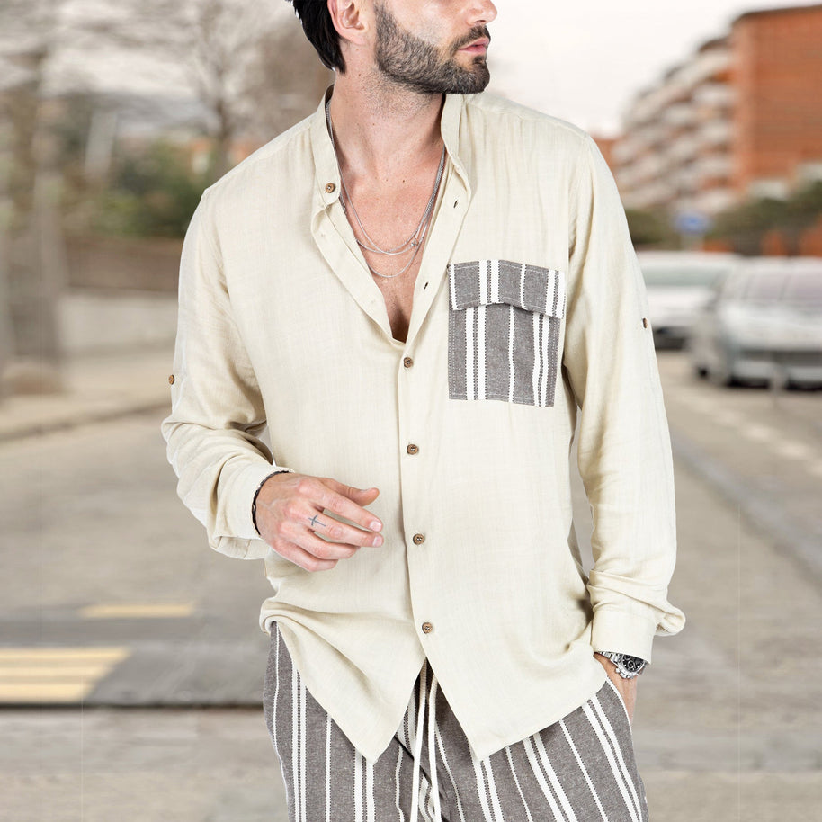 Herren luftige Sommerbluse mit Streifenmuster WW