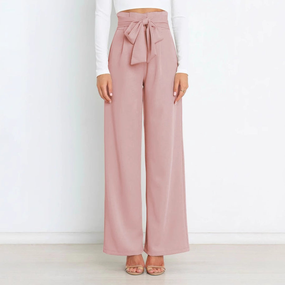 Damen elegante weite Stoffhose mit Taillengürtel WW