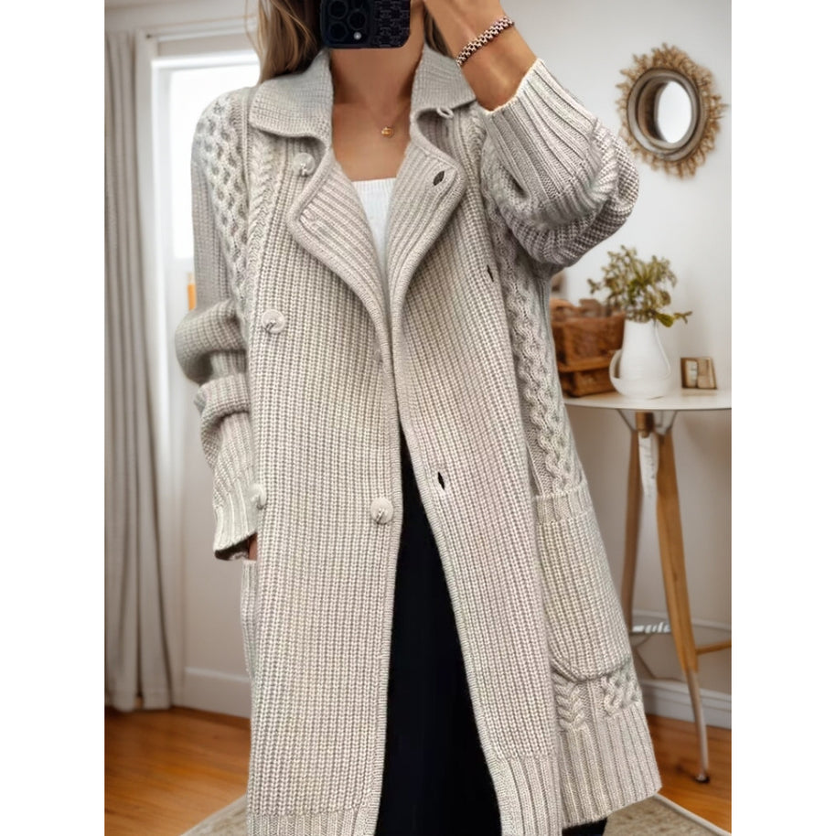 Damen Strickjacke mit taillierbarem Gürtel und strukturiertem Zopfmuster WW